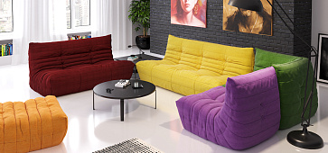 Диваны в интерьере гостиной-22, Стильный модульный бескаркасный диван ДеФранс